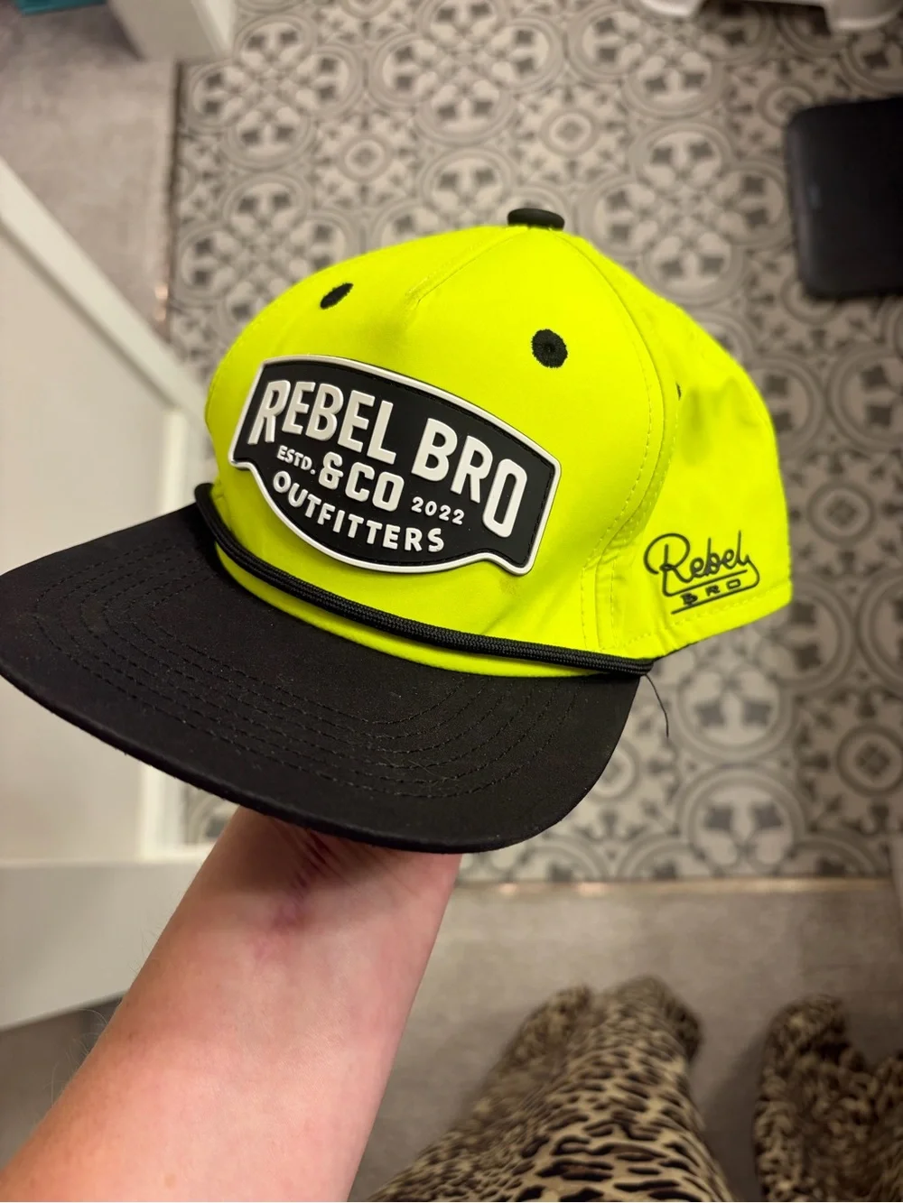 Neon Yellow & Black Kids Cap
